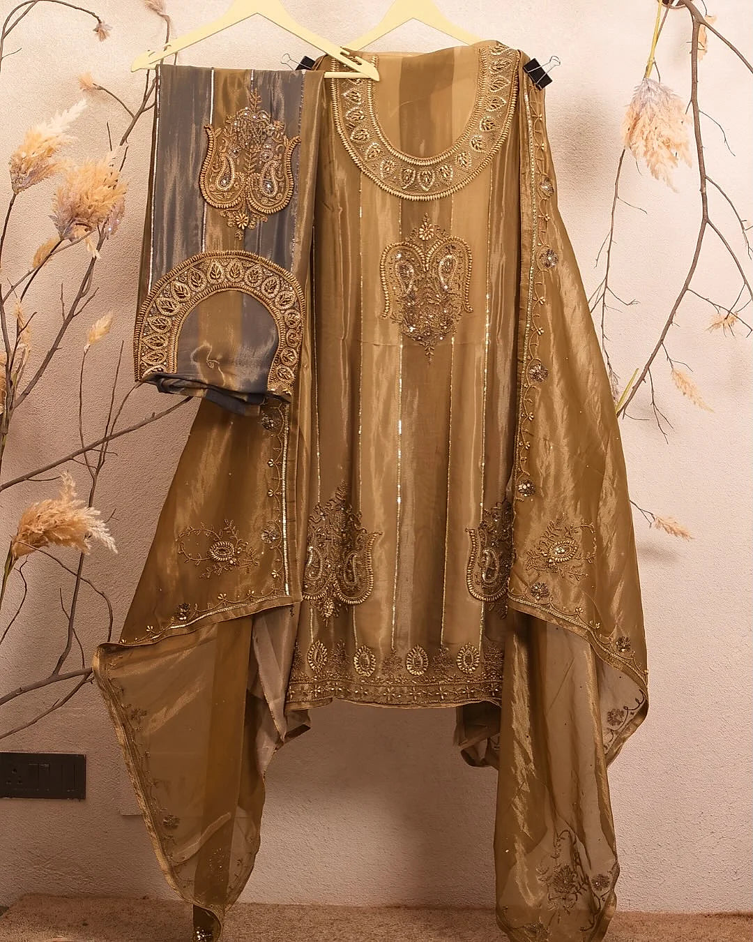 Antique Gold Ornamental Suit Design