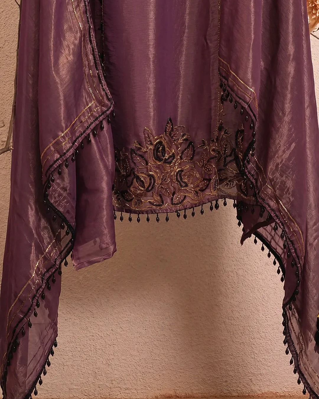 Deep Plum Floral Hem Suit Design