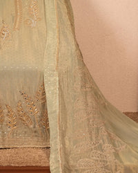 Pale Mint Delicate Border Suit Design