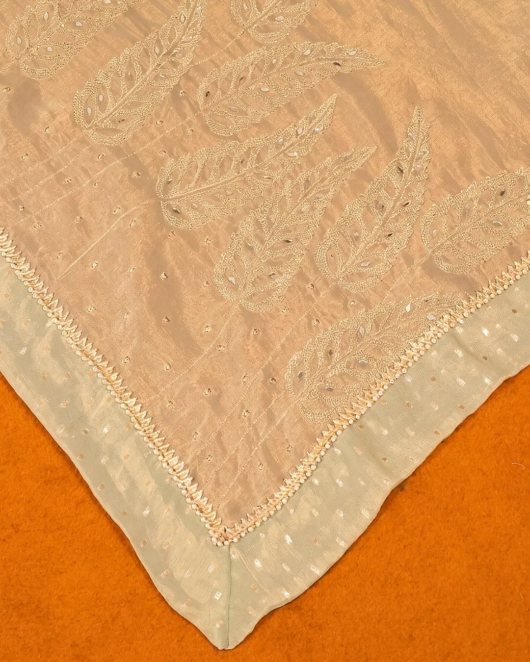 Pale Mint Delicate Border Suit Design