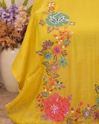 Yellow Multicolour Floral Neckline Suit Design