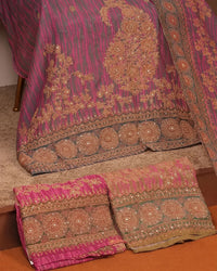 Magenta Gold Ornamental Suit Design