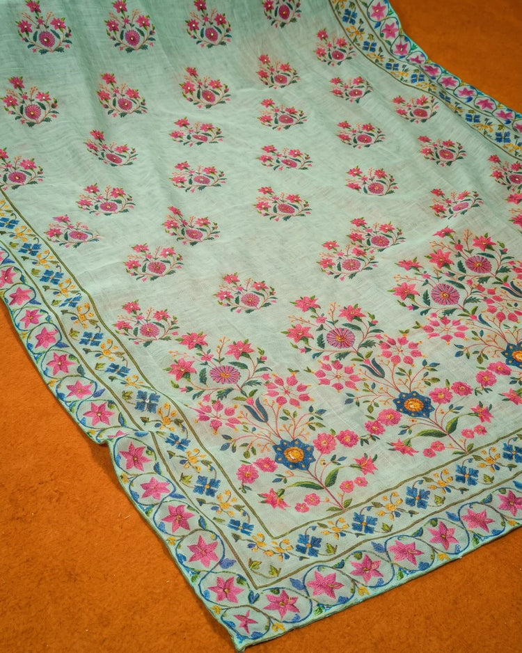Mint Small Floral Border Suit Design