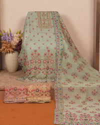 Mint Small Floral Border Suit Design