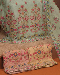 Mint Small Floral Border Suit Design