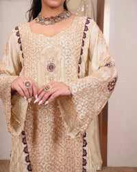 Ivory and Plum Embellished Suit
